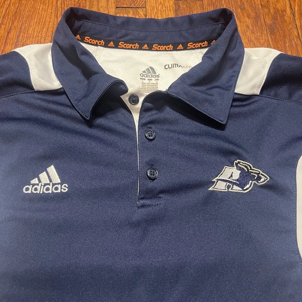 Adidas Akron Zips ClimaLite Scorch Men's Navy Golf Polo Shirt Size Large